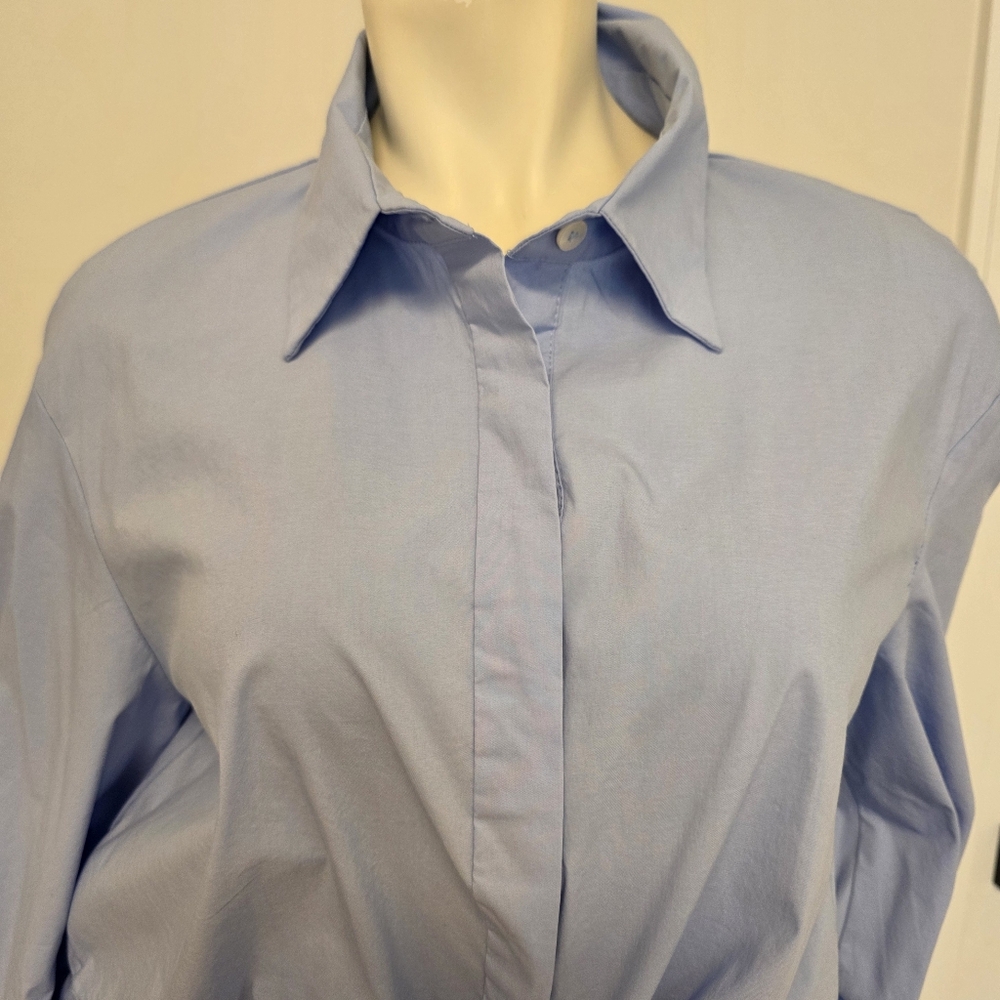 Zara Button Down Poplin Shirt Tie Front S - Picture 8 of 15